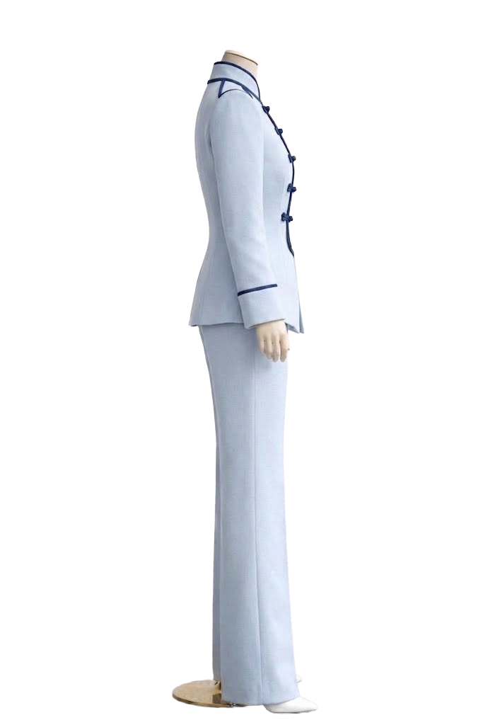 Iki - Baby blue suit with Navy stitches