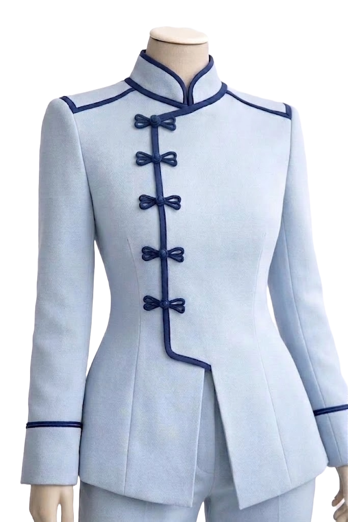 Iki - Baby blue suit with Navy stitches